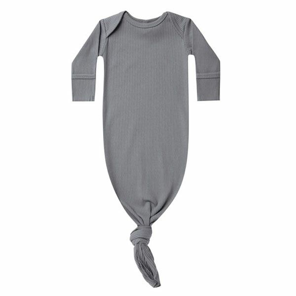 オーガニックコットン ベビーリブ結びガウン(長袖)