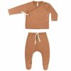 オーガニックコットン ベビー長袖あわせトップス＆足つきパンツ