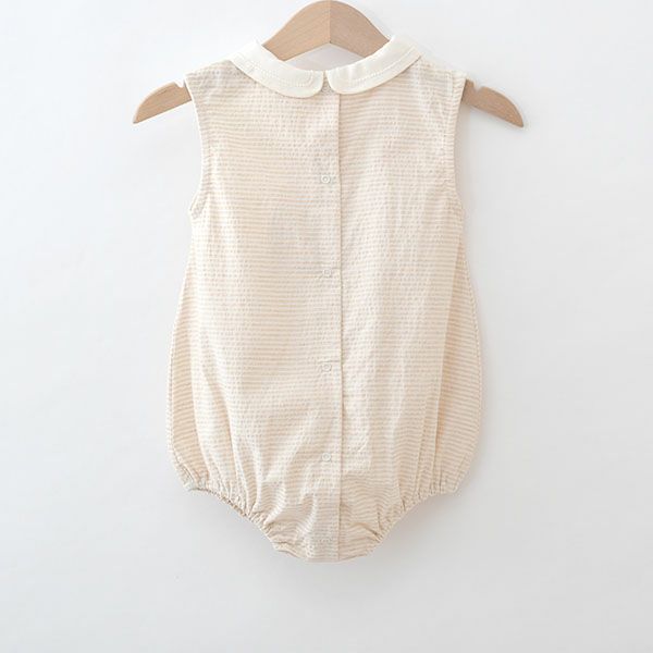 オーガニックコットン ベビーシアサッカーフリルロンパース