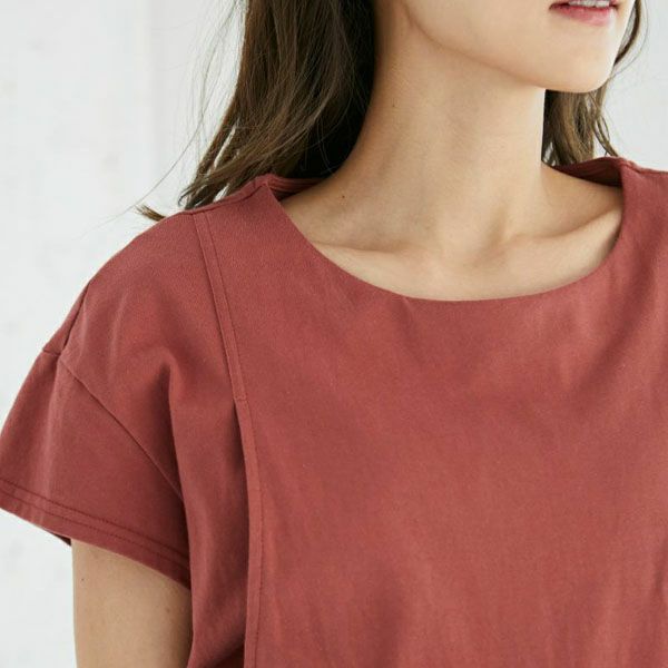 オーガニックコットン ウエストギャザーワンピース