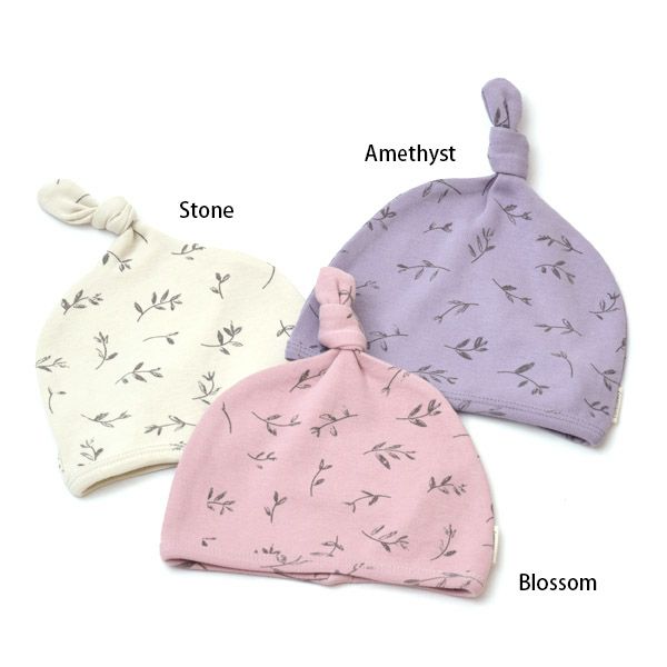 オーガニックコットン ベビー結び帽 Flower