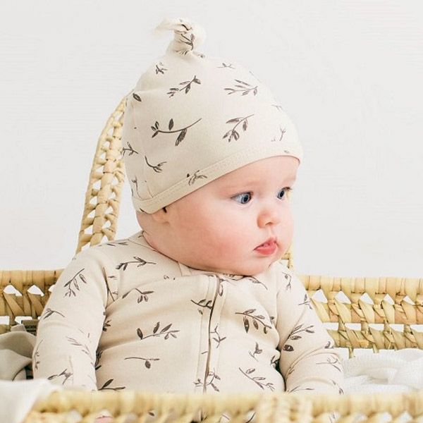 オーガニックコットン ベビー結び帽 Flower