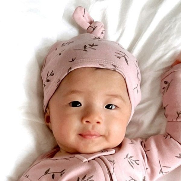 オーガニックコットン ベビー結び帽 Flower