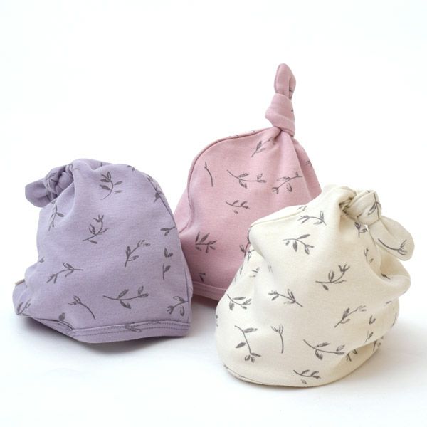 オーガニックコットン ベビー結び帽 Flower