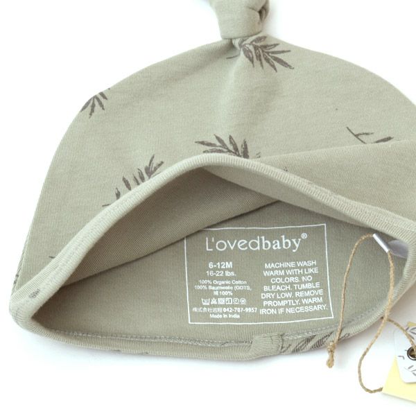 オーガニックコットン ベビー結び帽 Fern
