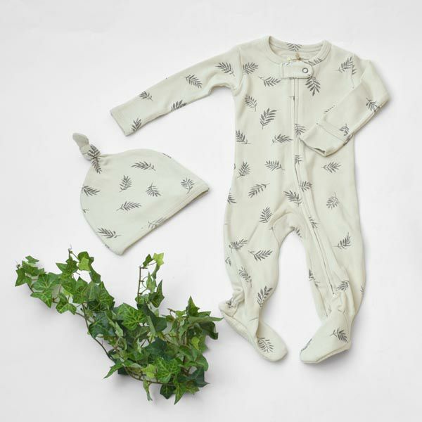 オーガニックコットン ベビー結び帽 Fern