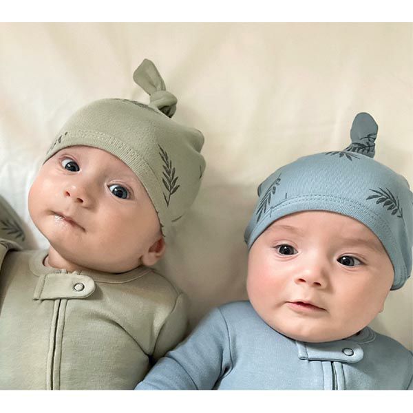 オーガニックコットン ベビー結び帽 Fern