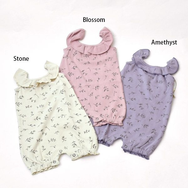オーガニックコットン ベビーノースリーブロンパース Flower