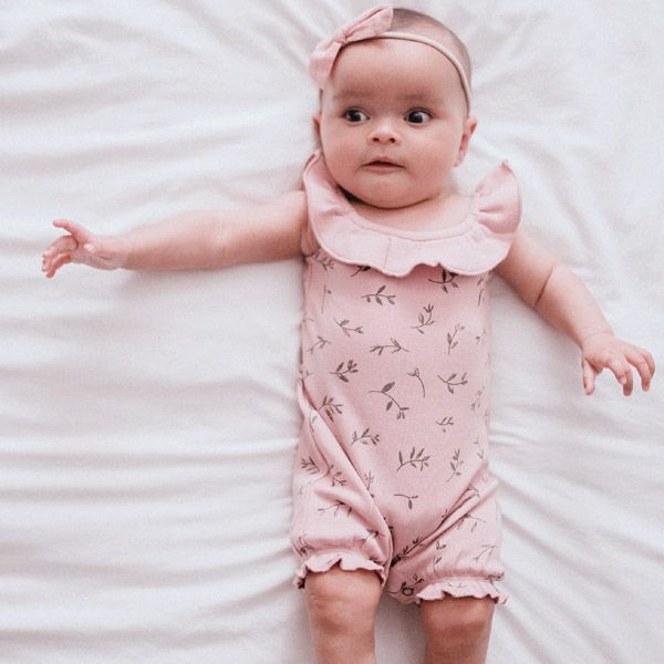 オーガニックコットン ベビーノースリーブロンパース Flower