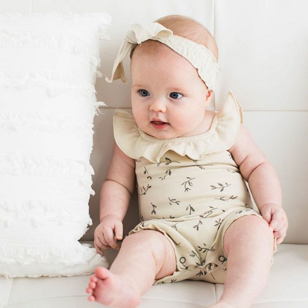 オーガニックコットン ベビーノースリーブロンパース Flower