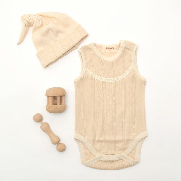 オーガニックコットン ベビー結び帽 リヨン 40-46