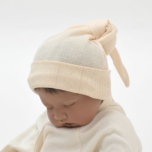 オーガニックコットン ベビー結び帽 リヨン 40-46