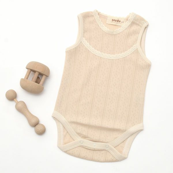 オーガニックコットン ベビーノースリーブロンパース リヨン