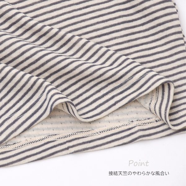 オーガニックコットン キッズキャップスリーブボーダーTシャツ