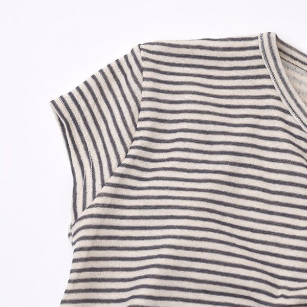 オーガニックコットン キッズキャップスリーブボーダーTシャツ