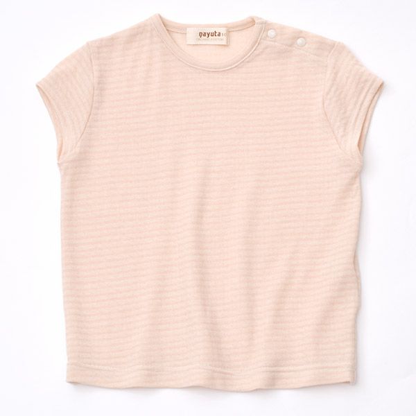 オーガニックコットン キッズキャップスリーブボーダーTシャツ