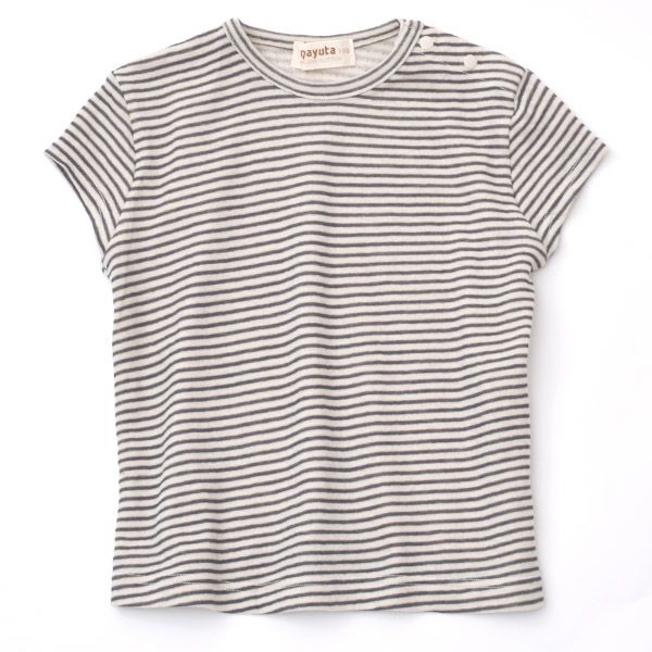 オーガニックコットン キッズキャップスリーブボーダーTシャツ