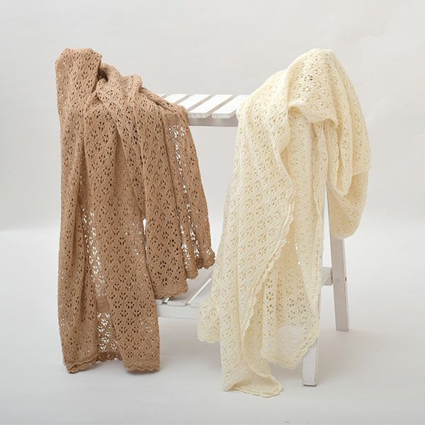 オーガニックコットン 透かし編みストール