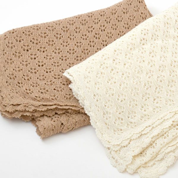 オーガニックコットン 透かし編みストール