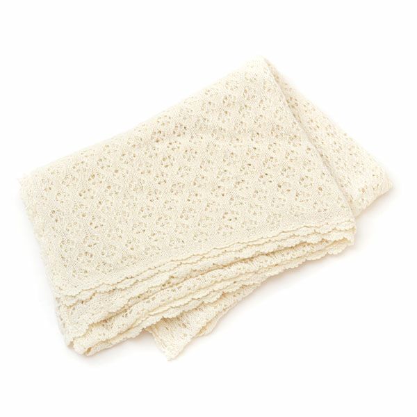 オーガニックコットン 透かし編みストール