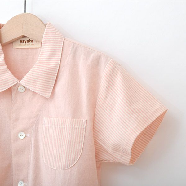 オーガニックコットン キッズ草木染半袖シャツ