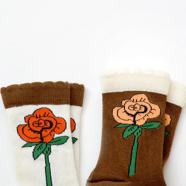 オーガニックコットン ベビースカラップソックス Roses