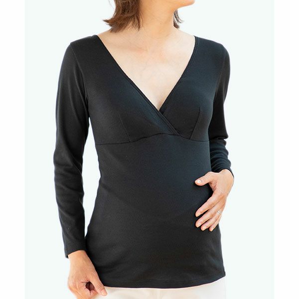 オーガニックコットン 肌にやさしい パッド付き8分袖インナー