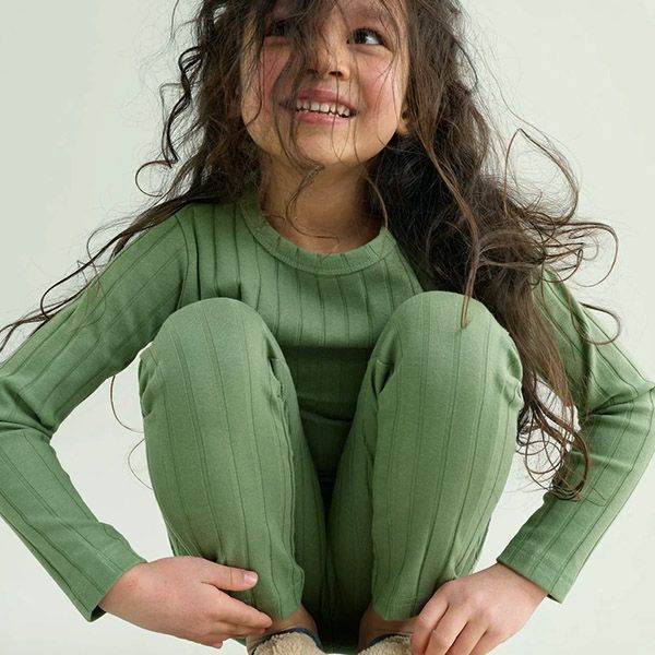 オーガニックコットン キッズワイドリブレギンス