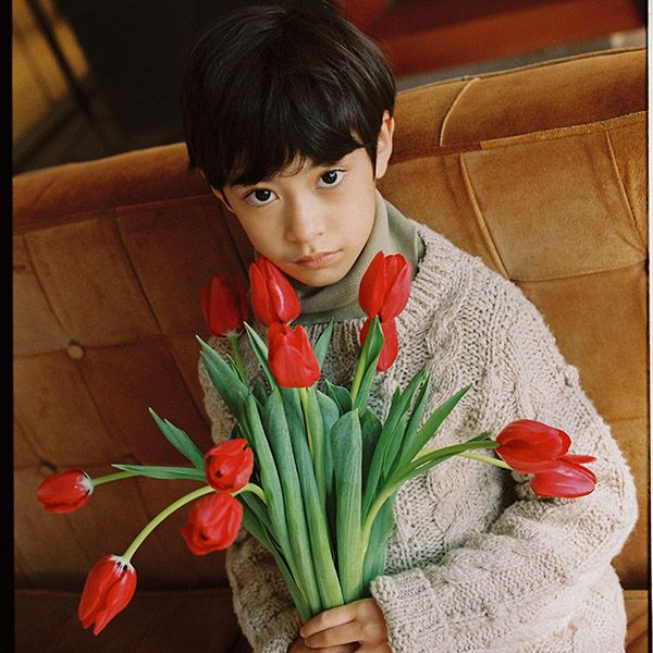 オーガニックコットン キッズ リブタートルネックシャツ Gaia