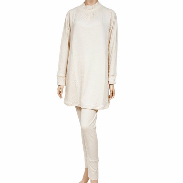 オーガニックコットン ガーゼエアニットハイネックパジャマ ナチュラル M