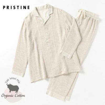 オーガニックコットン＆ヤク 綾ダブルガーゼパジャマ ナチュラルグレー M