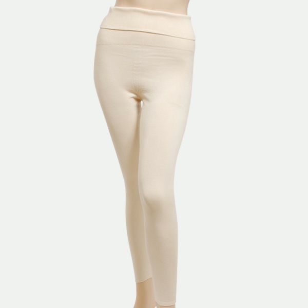 オーガニックコットン ホールガーメント薄手レギンス ナチュラル M-L