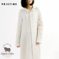 オーガニックコットン＆ヤク 綾ダブルガーゼ前開きワンピース ナチュラルグレー M