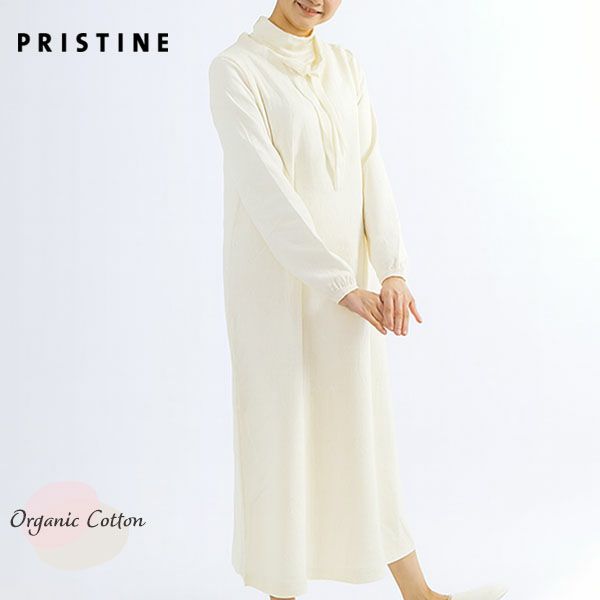 オーガニックコットン エアニットタートルネグリジェ ナチュラル M