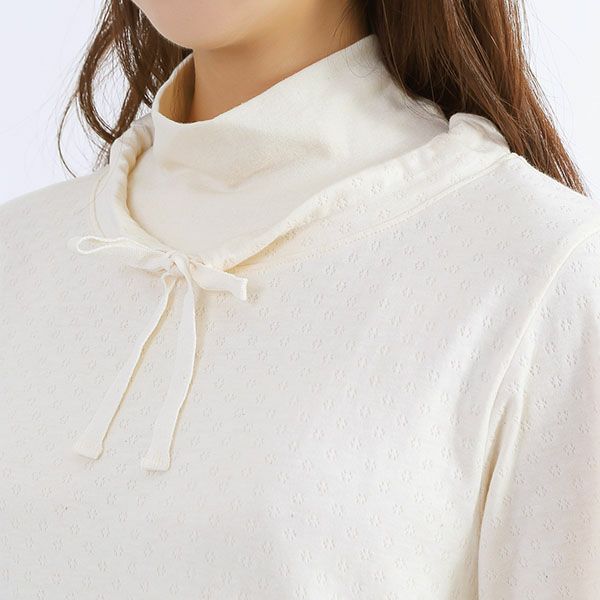 オーガニックコットン エアニットタートルネグリジェ ナチュラル M