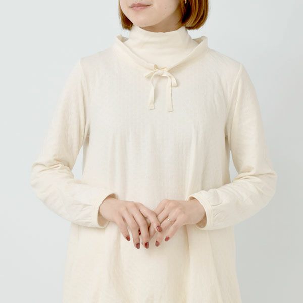 オーガニックコットン エアニットタートルネグリジェ ナチュラル M