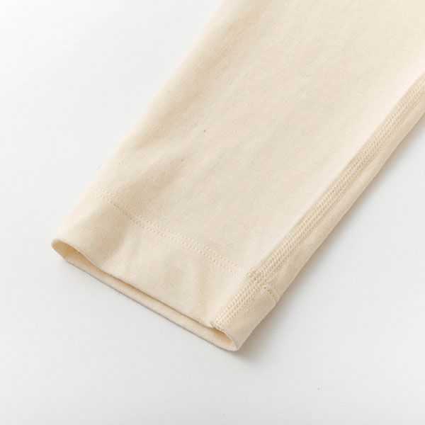 オーガニックコットン＆シルク リバーシブルメンズUネックシャツ(長袖)ナチュラル M