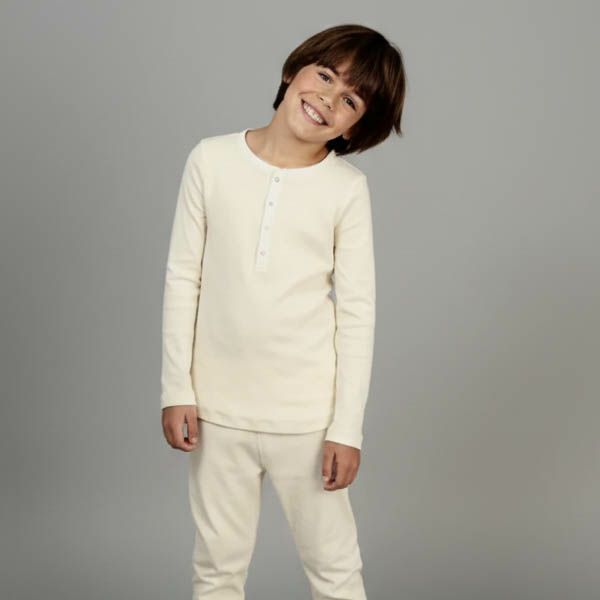 オーガニックコットン キッズヘンリーネックシャツ(長袖)
