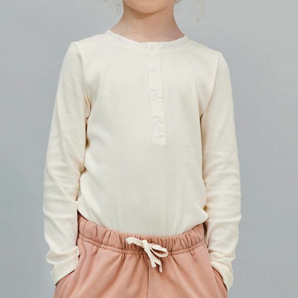 オーガニックコットン キッズヘンリーネックシャツ(長袖)