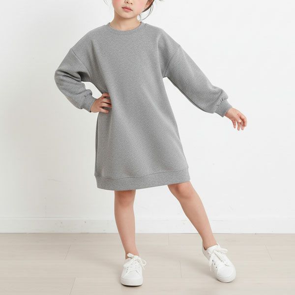 オーガニックコットン キッズドロップショルダーワンピース（長袖）