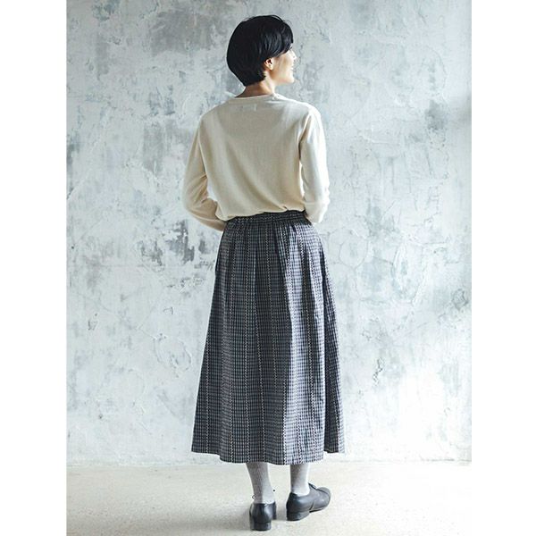 オーガニックコットン 手織りチェックサイドボタンスカート