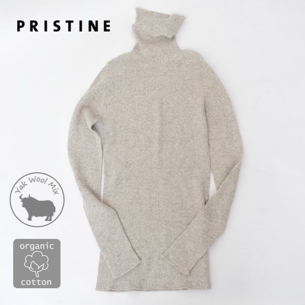 オーガニックコットン&ヤク リブタートルニット