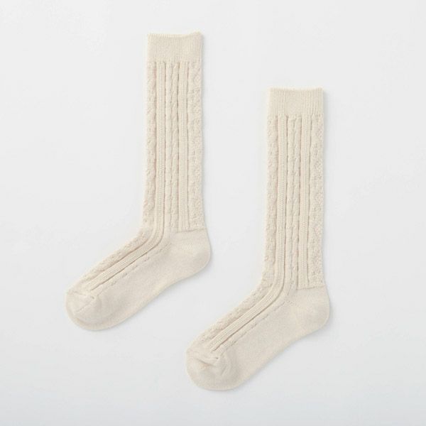 オーガニックコットン ケーブルソックス ナチュラル 22-24