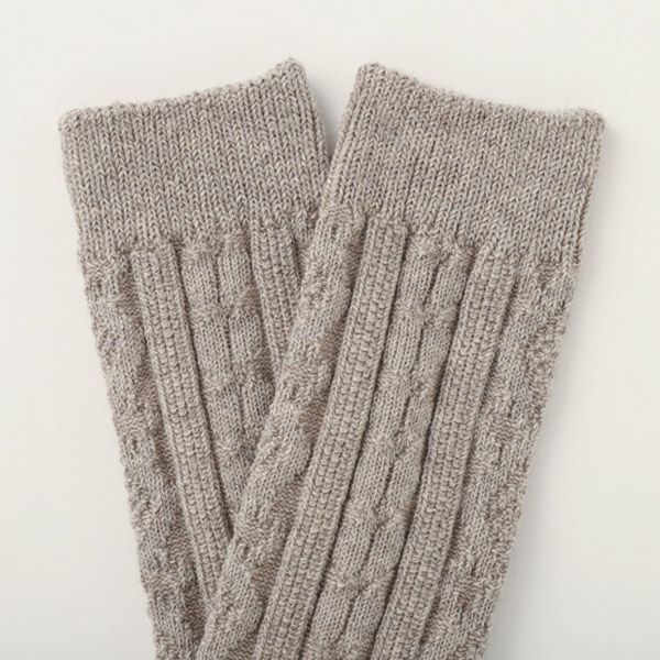 オーガニックコットン&ヤク ケーブルソックス グレー 22-24
