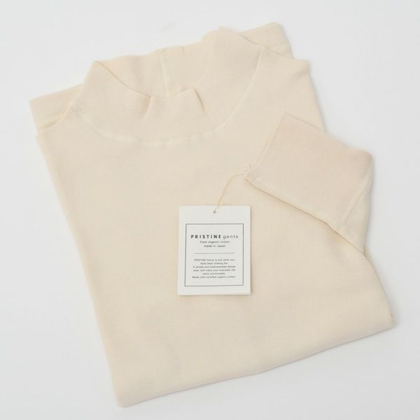 オーガニックコットン メンズパンケーキニットハイネックプルオーバー(長袖)