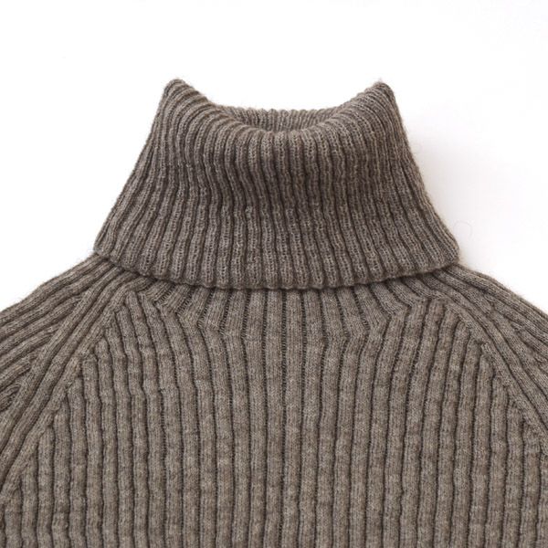 オーガニックコットン&ヤク リブタートル グレー M