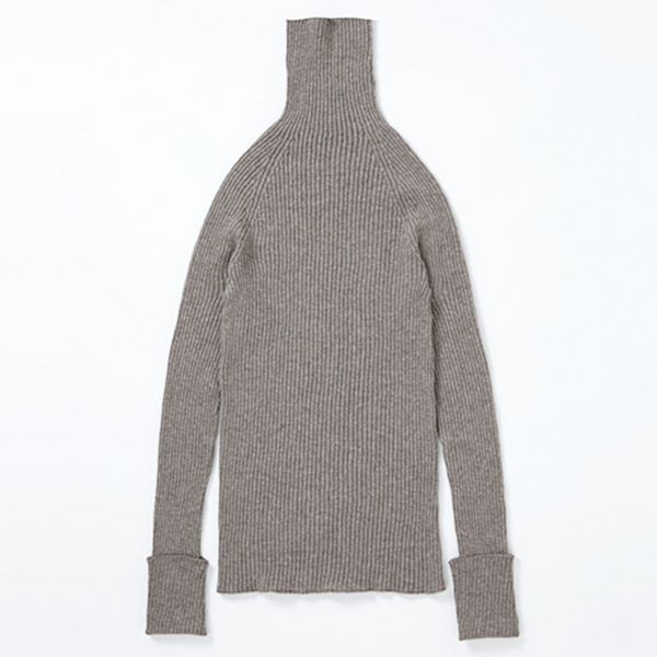 オーガニックコットン&ヤク リブタートル グレー M