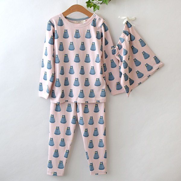 オーガニックコットン キッズ巾着つきパジャマ（長袖）Bear