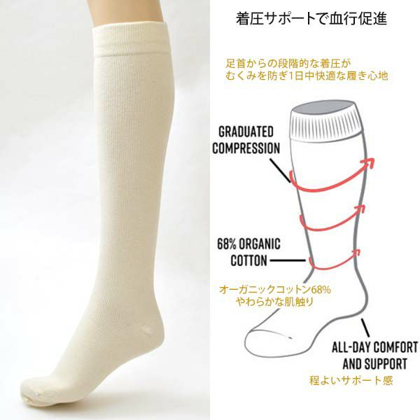 オーガニックコットン 着圧ソックス Compression