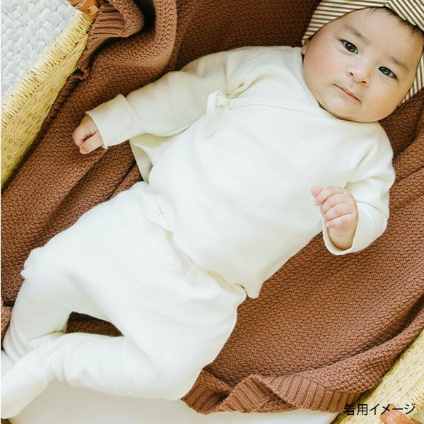 オーガニックコットン ベビー長袖あわせトップス＆足つきパンツ